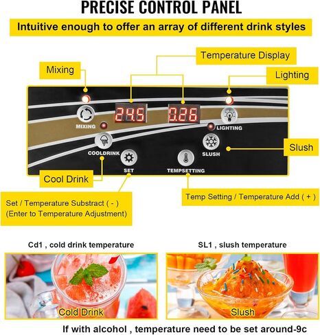 VEVOR Commercial Slushy Machine, 15Lx2/4 Galx2 Food-Grade PC Tank, 1000W 110V, Stainless Steel Margarita Smoothie Frozen Drink Maker, Slushie Machine for Supermarkets Cafes Restaurants Bars Home Use in Saudi Arabia