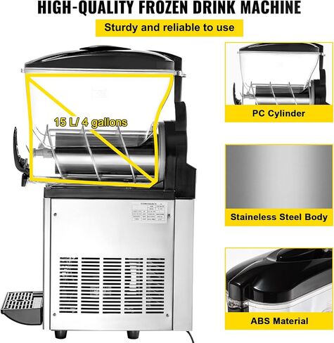 VEVOR Commercial Slushy Machine, 15Lx2/4 Galx2 Food-Grade PC Tank, 1000W 110V, Stainless Steel Margarita Smoothie Frozen Drink Maker, Slushie Machine for Supermarkets Cafes Restaurants Bars Home Use in Saudi Arabia