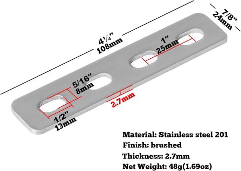20Pcs Flat Straight Brace Brackets,4-1/4 Inch Stainless Steel Slotted Adjustable Mending Plates Repair Fixing Brackets 2.7mm Thickness Straight Repair Joining Plates in Saudi Arabia
