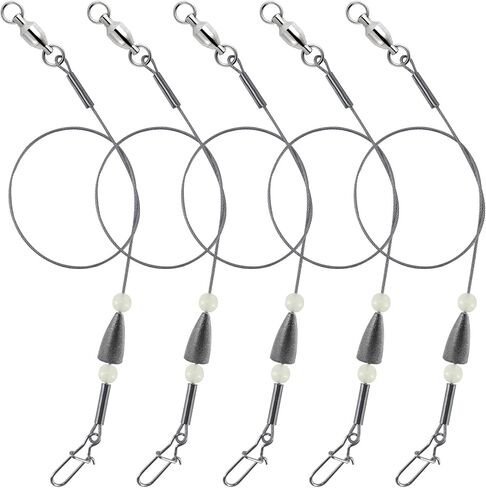 Dr.Fish 15 Pack Carolina Ready Rigs with Bullet Sinkers, Pre Rigged Stainless Steel Wire Leaders for Bass Fishing Rigs Snelled Hooks Freshwater Leaders with Swivels Catfish Walleye in Saudi Arabia