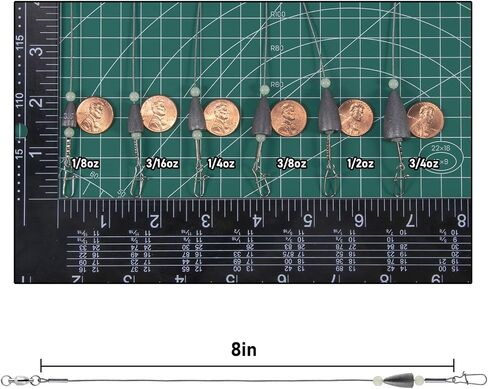 Dr.Fish 15 Pack Carolina Ready Rigs with Bullet Sinkers, Pre Rigged Stainless Steel Wire Leaders for Bass Fishing Rigs Snelled Hooks Freshwater Leaders with Swivels Catfish Walleye in Saudi Arabia