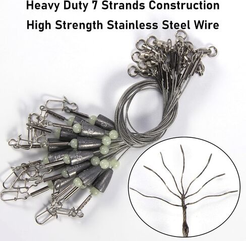 Dr.Fish 15 Pack Carolina Ready Rigs with Bullet Sinkers, Pre Rigged Stainless Steel Wire Leaders for Bass Fishing Rigs Snelled Hooks Freshwater Leaders with Swivels Catfish Walleye in Saudi Arabia