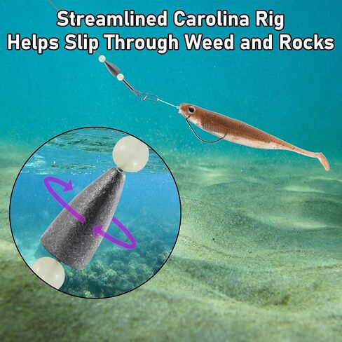 Dr.Fish 15 Pack Carolina Ready Rigs with Bullet Sinkers, Pre Rigged Stainless Steel Wire Leaders for Bass Fishing Rigs Snelled Hooks Freshwater Leaders with Swivels Catfish Walleye in Saudi Arabia