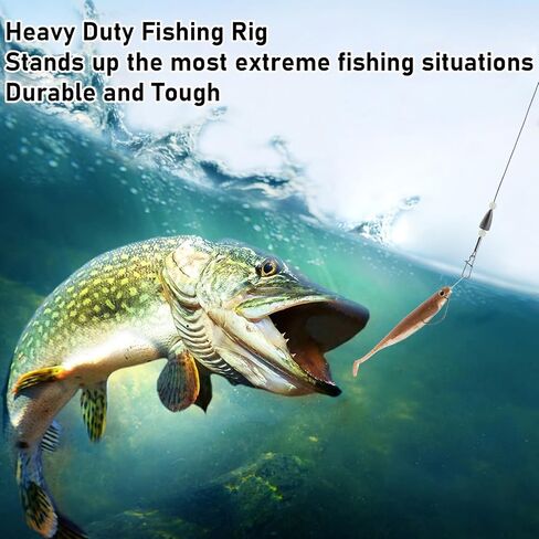 Dr.Fish 15 Pack Carolina Ready Rigs with Bullet Sinkers, Pre Rigged Stainless Steel Wire Leaders for Bass Fishing Rigs Snelled Hooks Freshwater Leaders with Swivels Catfish Walleye in Saudi Arabia