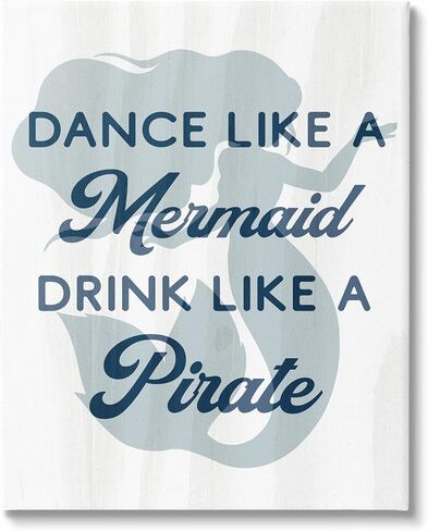 لوحة فنية جدارية من القماش من شركة Stupell Industries Dance Like A Mermaid Phrase، من تصميم Lil' Rue in Kuwait