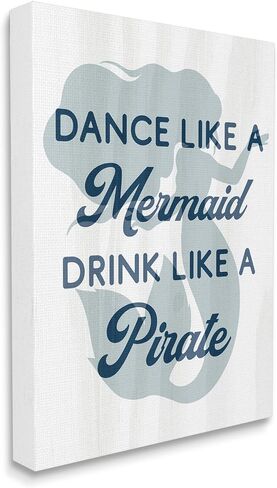 لوحة فنية جدارية من القماش من شركة Stupell Industries Dance Like A Mermaid Phrase، من تصميم Lil' Rue in Kuwait