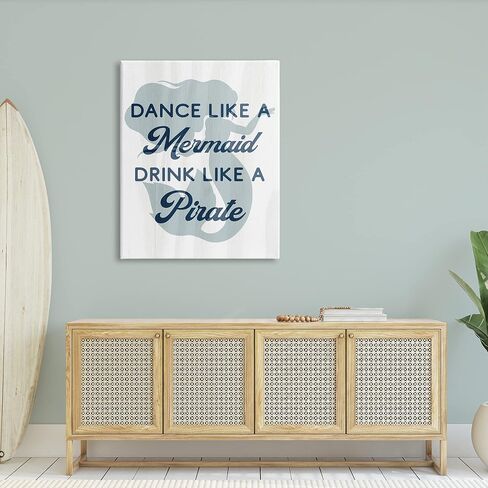 لوحة فنية جدارية من القماش من شركة Stupell Industries Dance Like A Mermaid Phrase، من تصميم Lil' Rue in Kuwait