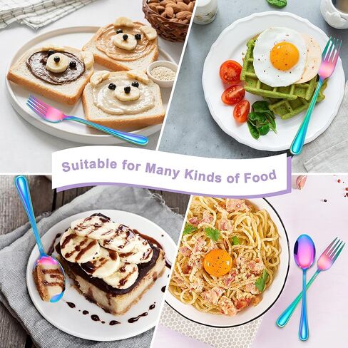 E-far 10-Piece Gold Toddler Utensils, Kid Stainless Steel Silverware Set, Children Safe Forks and Spoons Set for Self Feeding, Healthy & Non-Toxic, Mirror Polished & Easy to Clean in Saudi Arabia