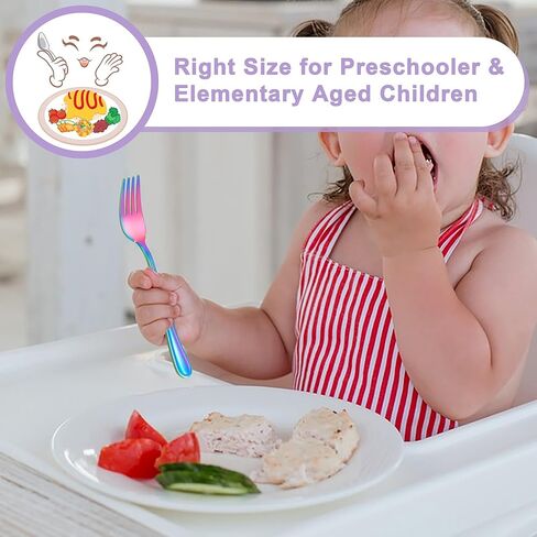 E-far 10-Piece Gold Toddler Utensils, Kid Stainless Steel Silverware Set, Children Safe Forks and Spoons Set for Self Feeding, Healthy & Non-Toxic, Mirror Polished & Easy to Clean in Saudi Arabia