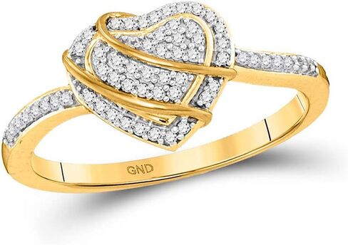 Jewels By Lux 10kt Yellow Gold Womens Round Diamond Heart Ring 1/6 Cttw For Womens Engagement Wedding Anniversary Ring Band in Saudi Arabia