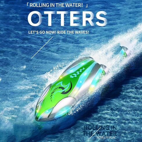 GoolRC Mini RC Boat with LED Lights, Remote Control Boat for Kids and Adults, 2.4GHz Stunt RC Racing Boats with 360° Flip for Bathtub, Pools and Lakes, Gift for 6+ Year Old Boys and Girls (Green) in Saudi Arabia