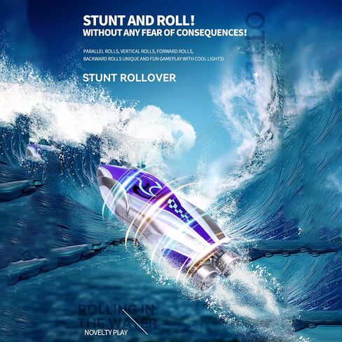 GoolRC Mini RC Boat with LED Lights, Remote Control Boat for Kids and Adults, 2.4GHz Stunt RC Racing Boats with 360° Flip for Bathtub, Pools and Lakes, Gift for 6+ Year Old Boys and Girls (Green) in Saudi Arabia