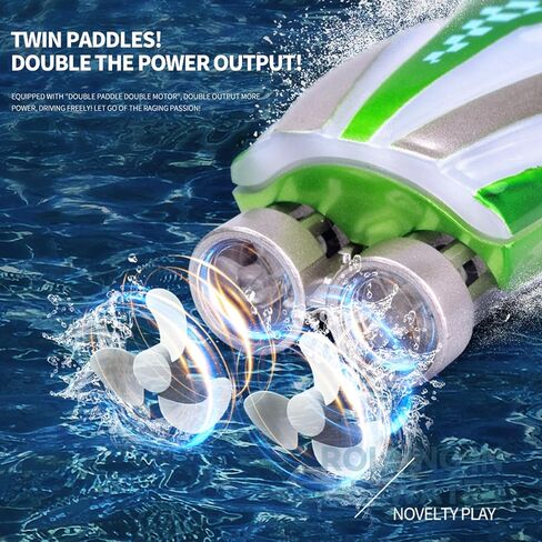 GoolRC Mini RC Boat with LED Lights, Remote Control Boat for Kids and Adults, 2.4GHz Stunt RC Racing Boats with 360° Flip for Bathtub, Pools and Lakes, Gift for 6+ Year Old Boys and Girls (Green) in Saudi Arabia