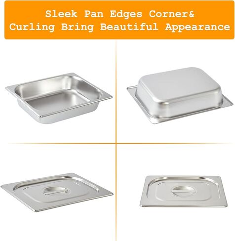 ERFEI Hotel Pans 1/2 Half Size Steam Table Pan 4-Pack Set for Commercial Restaurant Stainless Steel Food Pans Buffet Party Supplies in Kuwait