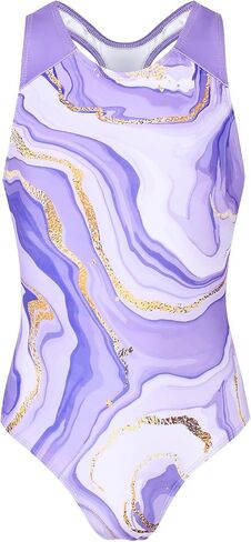 JESKIDS Girls One Piece Swimsuit Athletic Racerback Bathing Suit for Swimming 4-13 Years in Kuwait