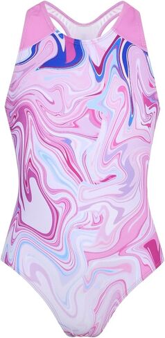 JESKIDS Girls One Piece Swimsuit Athletic Racerback Bathing Suit for Swimming 4-13 Years in Kuwait
