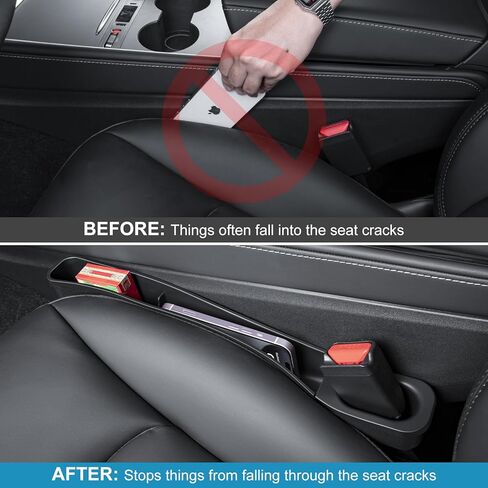 ALEVILB Seat Side Gap Filler with Organizer Multifunctional TPE Car Seat Organizer Storage Box for 2017-2024 Tesla Model 3 & Y Accessories(Black) in Kuwait