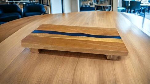 حامل قاعدة خشب | لوح بقاعدة مستطيلة كبيرة بطول 19.5 سم × عرض 9.8 سم | لوح رفع من خشب السنط المرتفع لعرض عناصر ديكور المنزل | حامل عرض للنباتات الصناعية in Kuwait