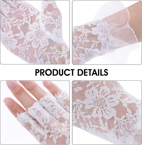DIVINA VITAE White Short Lace Gloves Women Lace Fingerless Gloves Vintage Lace Floral Gloves Sunblock Lace Mesh Gloves Wedding Gloves for Bride in Saudi Arabia