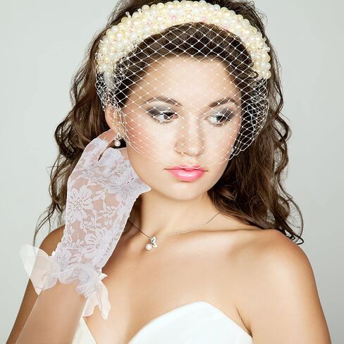 DIVINA VITAE White Short Lace Gloves Women Lace Fingerless Gloves Vintage Lace Floral Gloves Sunblock Lace Mesh Gloves Wedding Gloves for Bride in Saudi Arabia
