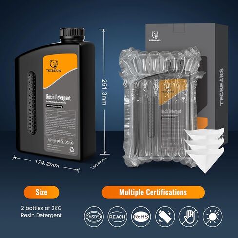 TECBEARS 3D Resin Cleaner, 3D Printer Resin Detergent, Non-Toxic Reusable Resin Cleaner, Compatible with 3D Printer Resin, UV Resin, 2KG 2Pack, 4KG in Total in Saudi Arabia