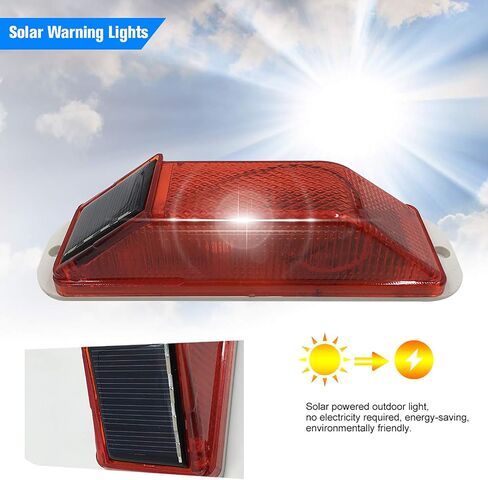 Solar Warning Light Sensitive Strobe Flash Warning LED Caution Lamp Flashing Barricade Safety Sign Road Construction Signs Flash Traffic Lights Flicker Beacon Lamps (Red) in Saudi Arabia