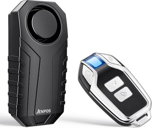 JENPOS Bike Alarm, 113dB Loud Waterproof Wireless E-Bike Motorcycle Alarm with Remote, Anti-Theft Vibration Motion Sensor Multipurpose Security Alarm System, Ebike Accessories in Saudi Arabia