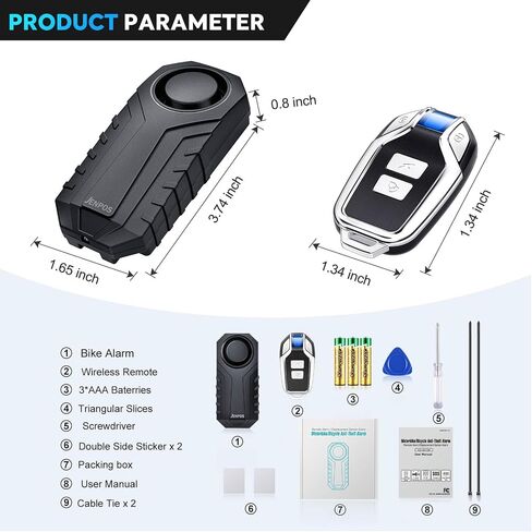 JENPOS Bike Alarm, 113dB Loud Waterproof Wireless E-Bike Motorcycle Alarm with Remote, Anti-Theft Vibration Motion Sensor Multipurpose Security Alarm System, Ebike Accessories in Saudi Arabia