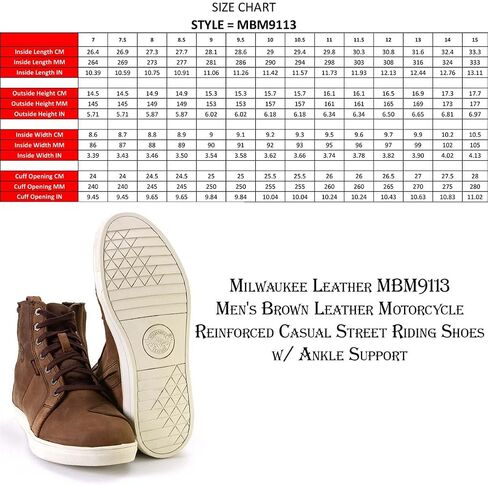 Milwaukee Leather MBM9113 Men's Brown Wateproof Leather Motorcycle Reinforced Casual Riding Shoes w/Ankle Support in Saudi Arabia