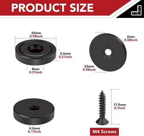 TOP MAGNETS Strong Magnets, 65LBS Rare Earth Magnets with Screws and Iron Sheets, Black 10Pack Neodymium Magnets for Door,Tool Room,Workplace and Wall Mounting in Saudi Arabia