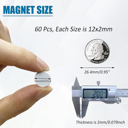 مغناطيس قرص نيوديميوم صغير مع طلاء إيبوكسي، مغناطيس أرضي نادر قوي ومستدير صغير مقاوم للماء للثلاجة، DIY، علمي، حرفي، مكتب، مدرسة 12 × 2 مم (60 قطعة) in Kuwait