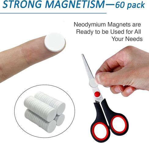 مغناطيس قرص نيوديميوم صغير مع طلاء إيبوكسي، مغناطيس أرضي نادر قوي ومستدير صغير مقاوم للماء للثلاجة، DIY، علمي، حرفي، مكتب، مدرسة 12 × 2 مم (60 قطعة) in Kuwait