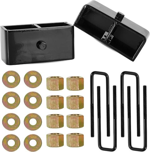 2" Rear Leveling Lift Block Kit w/Square U-Bolts Compatible with 2001-2010 Chevy Silverado & GMC Sierra 2500 HD, 2000-2010 GMC Yukon XL 2500, 2002-2006 Chevy Avalanche 2500, Set of 2 in Saudi Arabia