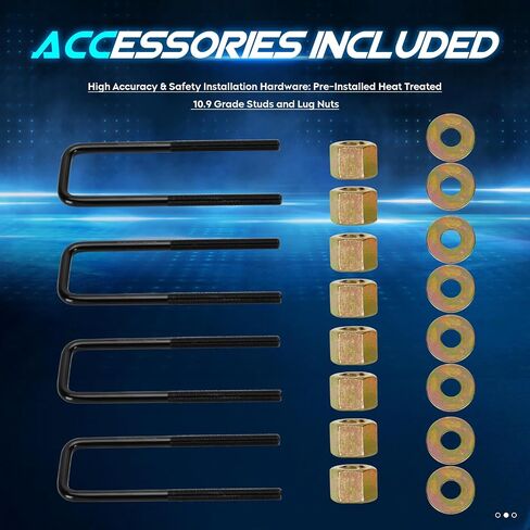 2" Rear Leveling Lift Block Kit w/Square U-Bolts Compatible with 2001-2010 Chevy Silverado & GMC Sierra 2500 HD, 2000-2010 GMC Yukon XL 2500, 2002-2006 Chevy Avalanche 2500, Set of 2 in Saudi Arabia