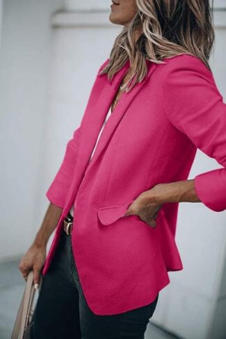 Meilleur moment Women's Casual Blazer Open Front Long Sleeve Lapel Work Office Business Blazer Jacket with Pockets in Saudi Arabia