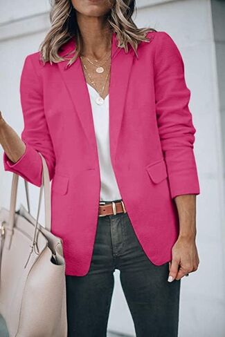 Meilleur moment Women's Casual Blazer Open Front Long Sleeve Lapel Work Office Business Blazer Jacket with Pockets in Saudi Arabia