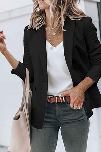 Meilleur moment Women's Casual Blazer Open Front Long Sleeve Lapel Work Office Business Blazer Jacket with Pockets in Saudi Arabia
