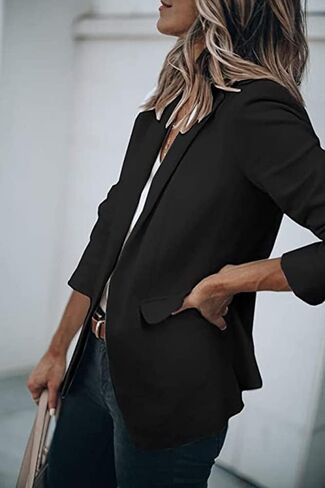 Meilleur moment Women's Casual Blazer Open Front Long Sleeve Lapel Work Office Business Blazer Jacket with Pockets in Saudi Arabia