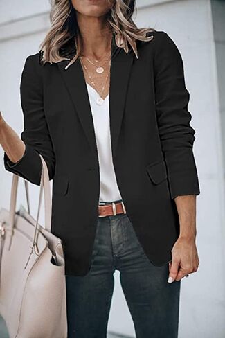 Meilleur moment Women's Casual Blazer Open Front Long Sleeve Lapel Work Office Business Blazer Jacket with Pockets in Saudi Arabia