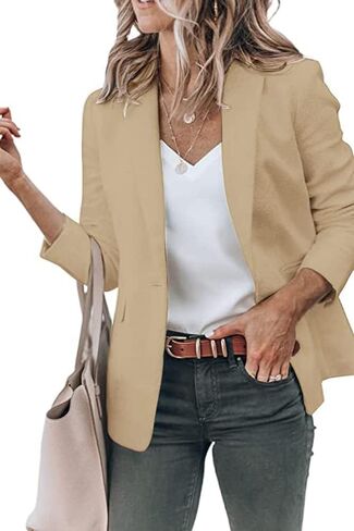Meilleur moment Women's Casual Blazer Open Front Long Sleeve Lapel Work Office Business Blazer Jacket with Pockets in Saudi Arabia