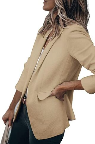 Meilleur moment Women's Casual Blazer Open Front Long Sleeve Lapel Work Office Business Blazer Jacket with Pockets in Saudi Arabia