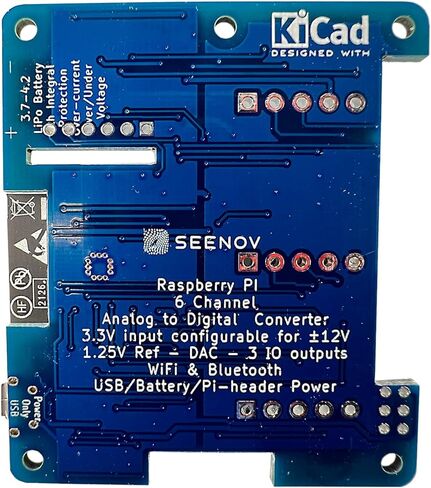 Seenov Raspberry Pi 6 قنوات 12 بت ADC تناظري إلى رقمي مع مدخل 1 فولت إلى ± 12 فولت، ADC لـ Pi أو أي جهاز يدعم WiFi، على اللوحة ESP32C3، متوافق مع نماذج RPI 400 4B 3B+ 3B 2B Zero w 2 in Kuwait