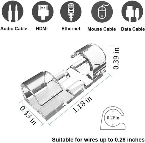 40 قطعة من مشابك الكابلات اللاصقة، مشابك كابلات ذات لاصق ذاتي قوي، حوامل أسلاك مطورة للجدار، منظم سلك قوي للسيارة، الكمبيوتر الشخصي، التلفزيون، تحت المكتب، ضوء عيد الميلاد داخلي/خارجي، (شفاف، M) in Kuwait