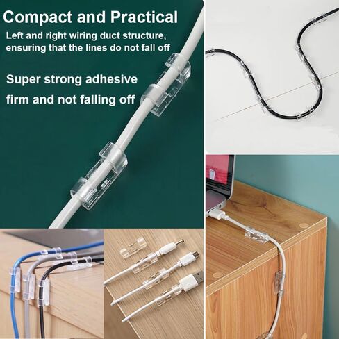 40 قطعة من مشابك الكابلات اللاصقة، مشابك كابلات ذات لاصق ذاتي قوي، حوامل أسلاك مطورة للجدار، منظم سلك قوي للسيارة، الكمبيوتر الشخصي، التلفزيون، تحت المكتب، ضوء عيد الميلاد داخلي/خارجي، (شفاف، M) in Kuwait