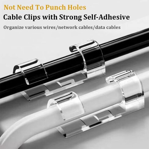 40 قطعة من مشابك الكابلات اللاصقة، مشابك كابلات ذات لاصق ذاتي قوي، حوامل أسلاك مطورة للجدار، منظم سلك قوي للسيارة، الكمبيوتر الشخصي، التلفزيون، تحت المكتب، ضوء عيد الميلاد داخلي/خارجي، (شفاف، M) in Kuwait