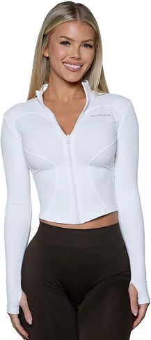 Pchee Bum Women's Snatching BBL Workout Jacket - Lightweight, Zip-Up & Yoga Top, Slim Fit Sports Jacket with Thumbholes in Kuwait