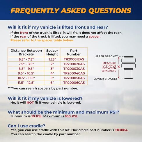 طقم تعليق كيس الهواء TORQUE لـ 2009-2014 Ford F150 2WD 4WD F-150 حقيبة مساعد خلفي سحب زنبركي 5000 رطل (يستبدل Firestone Ride Rite 2525) (TR2525) سنة المجموعة الكاملة: 2009-2014 in Kuwait
