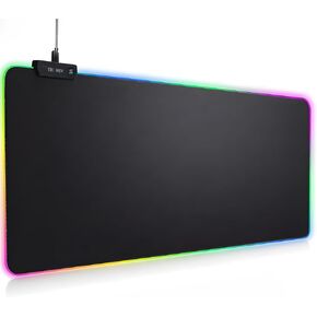 RGB Mouse Pad 35.4×15.7 Inches – Extended LED Mouse Pad with 14 Lighting Modes, Gaming Desk Mat, PC Gaming Accessories, Large Keyboard Pad with Non-Slip Rubber Base. in Saudi Arabia