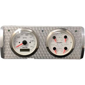 Dolphin Gauges Compatible with 1940 Ford Car - 2 Gauge Dash Panel GPS - Engine Turned - 3 3/8 White in Saudi Arabia
