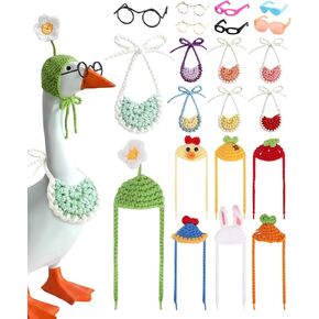 21 Pcs Desk Goose Outfits, 7 Inch Mini Porch Goose Clothes with Adjustable Accessories for Statue Key Holder (Not Including Goose Statues) in Kuwait